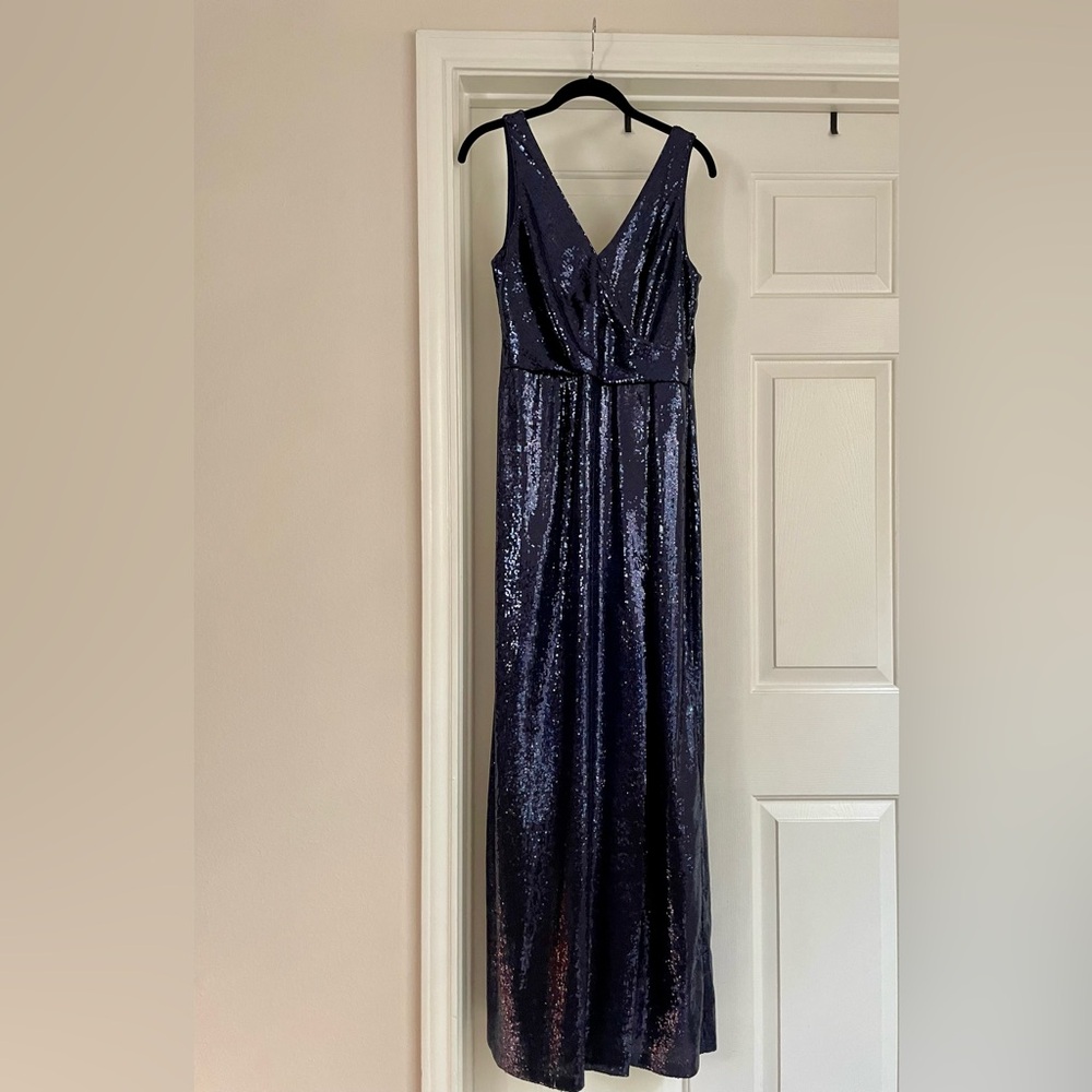 Navy Blue Sequins Vince Camuto Floor Length Dress